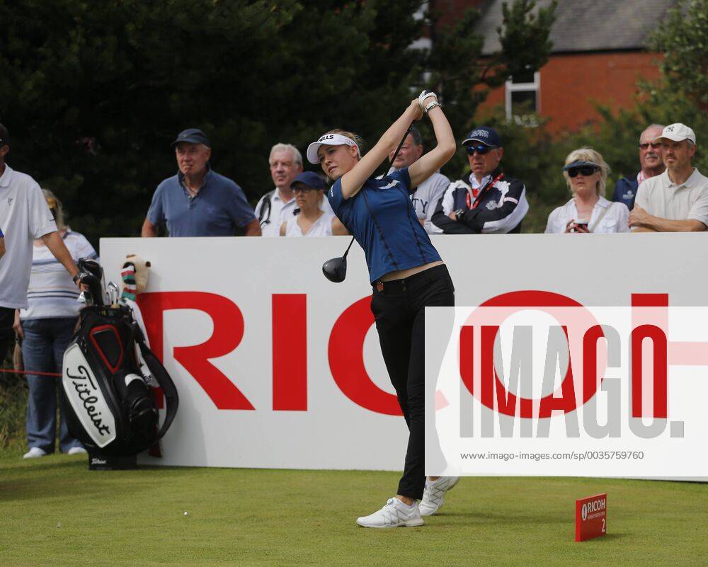 1st August 2018, Royal Lytham & St Annes Golf Club, Lytham St Annes, England; Rioch Womens British Open Golf, practice day; Nelly Korda (USA) tees off on the first hole ActionPlus12051827 AlanxMartin