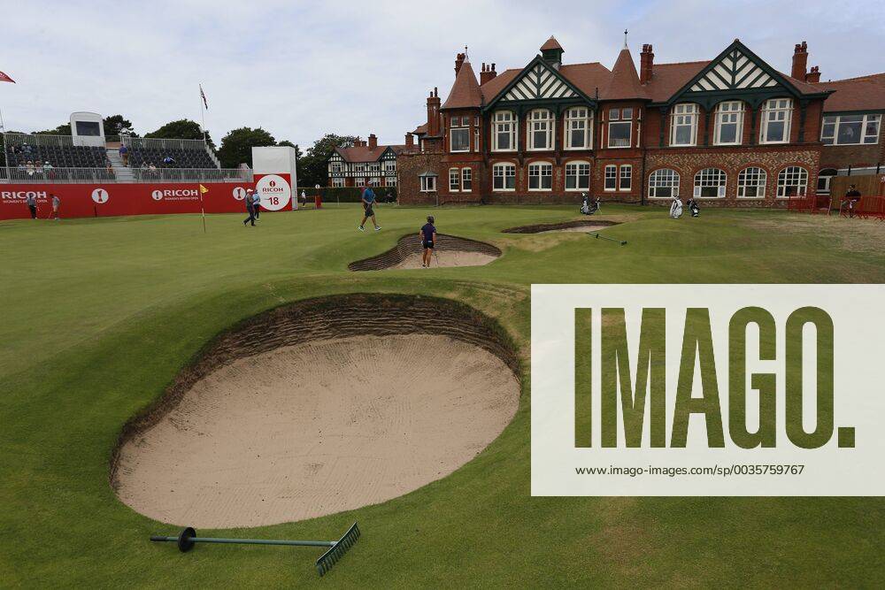 1st August 2018, Royal Lytham & St Annes Golf Club, Lytham St Annes, England; Rioch Womens British Open Golf, practice day; A view of the 18th green and clubhouse at the Royal Lytham & St Annes Golf Club ActionPlus12051834 AlanxMartin