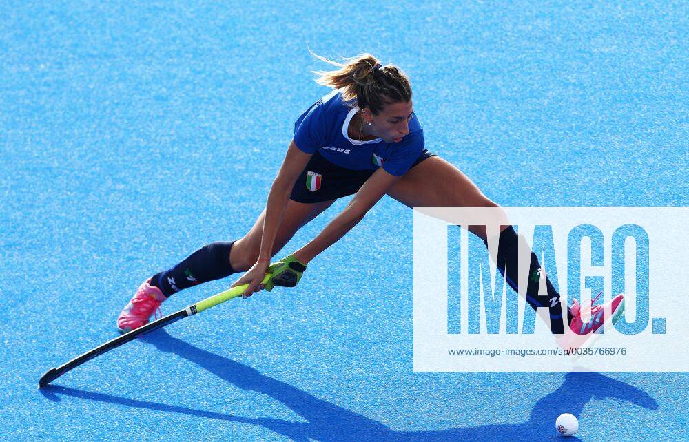 London, England, United Kingdom - PESSINA Ivanna of Italy .during FIH Hockey Women s World Cup 2018 Day Ten match Cross - Over game 27 between India and Italy at Lee Valley Hockey & Tennis Centre, Queen Elizabeth Olympic Park, London on 31 July 2018. Italy v India - FIH Womens Hockey World Cup - ZUMAn230 20180731_zaa_n230_275