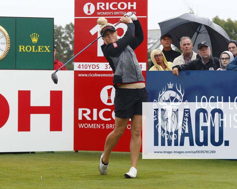 3rd August 2018, Royal Lytham &amp; St Annes Golf Club, Lytham St Annes, England; Ricoh Womens British Open Golf, 2nd round; Charley Hull (ENG) plays her tee shot on the 18th hole ActionPlus12052397 AlanxMartin