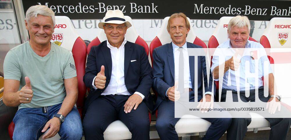 VfB Stuttgart 125th Anniversary of Brustring Germany Stuttgart 05 08 2018 Football Bundesliga Season 2018 2019 VfB Stuttgart 125th anniversary of Brustring v l Armin Veh Felix Magath Christoph Daum Jürgen Sundermann