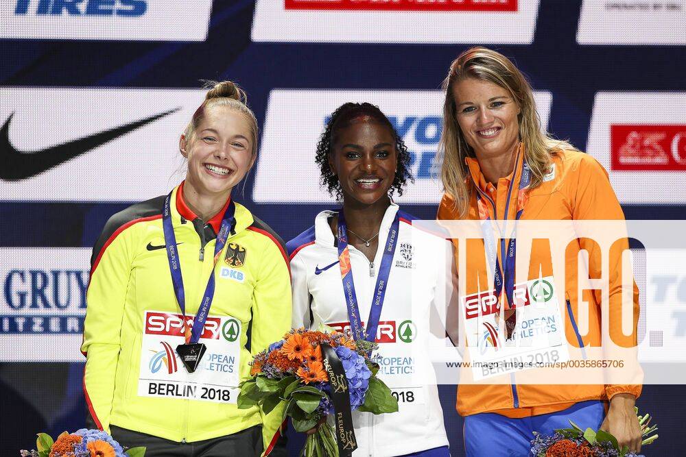 Gina Lueckenkemper GER Dina Asher Smith GBR Dafne Schippers European Athletics Championships on 08.08.18 at the Olympic Stadium in Berlin Germany
