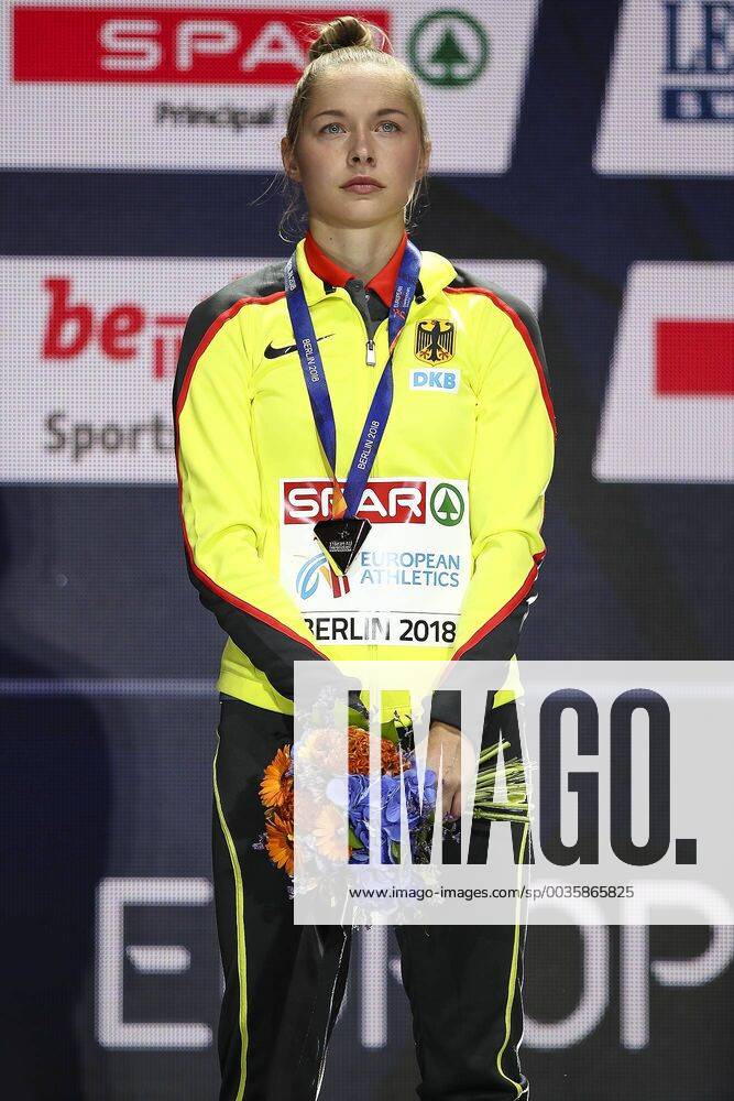 European Athletics Championships Berlin 08 08 2018 Womens silver award ceremony 100m for Gina Lueckenkemper GER European Athletics Championships on 08.08.18 at the Olympic Stadium in Berlin Germany