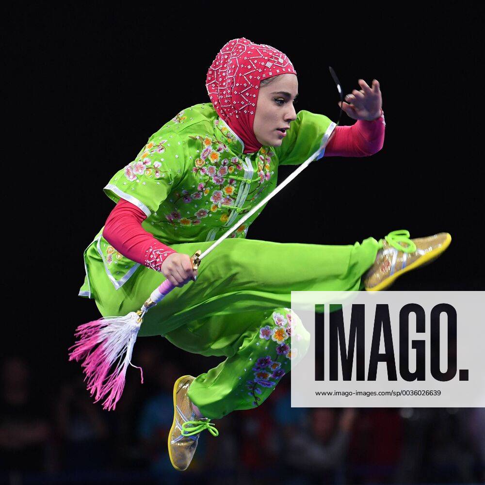 KW33 (180819) -- JAKARTA, Aug. 19, 2018 -- Zahra Kiani of Iran competes during the Women s Jianshu & Qiangshu All-Round at the 18th Asian Games in Jakarta, Indonesia Aug. 19, 2018. ) (SP)INDONESIA-JAKARTA-ASIAN GAMES-WUSHU-WOMEN S JIANSHU & QIANGSHU ALL-ROUND PanxYulong