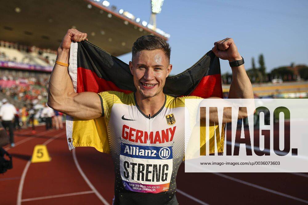 Para Athletics EM Berlin 22 08 2018 Gold over 200m for Felix Streng T64 GER TSV Bayer 04 Leverkusen Para Athletics EM on 22 08 18 at the Friedrich Ludwig Jahn Sports Park in Berlin Germany