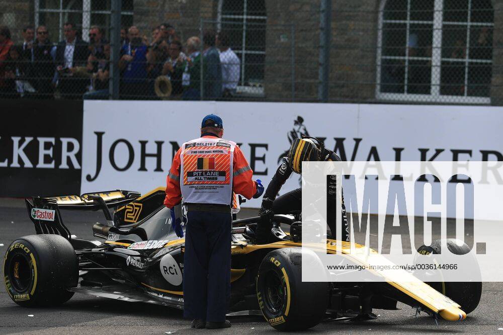 26th August 2018, Circuit de Spa-Francorchamps, Francorchamps, Belgium, Formula One Grand Prix of Belgium, Race Day; Renault F1 Team, Nico Hulkenberg retires ActionPlus12058489 Octane