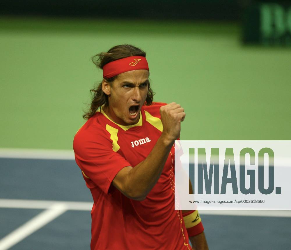 Feliciano Lopez (Spanien) jubelt Tennis Herren Davis Cup 2008, DavisCup, Vdig Einzelbild Bremen Begeisterung, Freude, Tennis Herren Davis Cup 2008, DavisCup, Vdig Einzelbild Bremen Begeisterung, Freude,