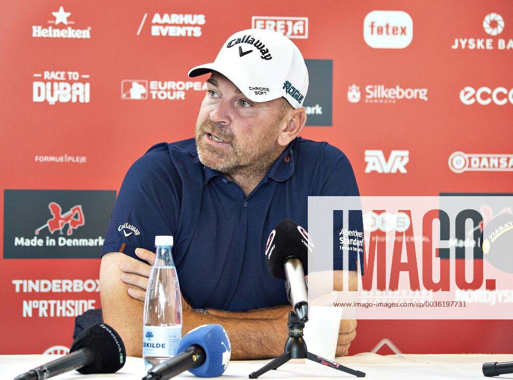 Thomas Bjoern ses her ved pressemoedet foer golfturneringen Made in Denmark paa Silkeborg Golf Klub , onsdag 29. august 2018.. , Silkeborg Jylland Denmark