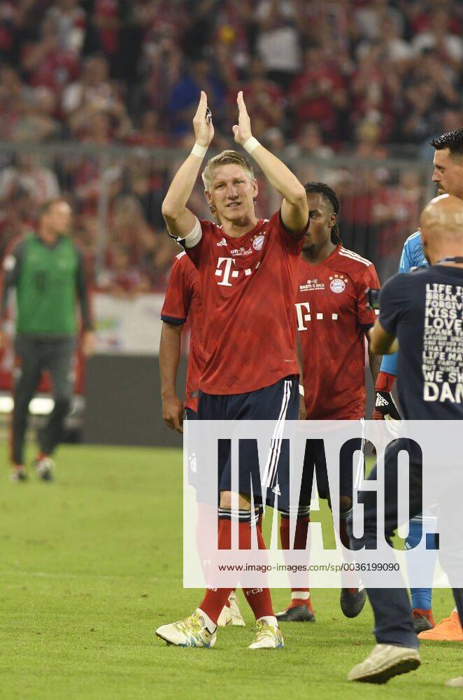Bastian Schweinsteiger in action in the jersey of FC Bayern Munich at the farewell match of Sebastian Schweinsteiger at FC Bayern Munich against the Chicago Fire on 28 8 2018 in Munich DFL regulations prohibit any use of images Bastian Schweinsteiger in action in the jersey of Bayern Munich at the farewell match of Sebastian Schweinsteiger at Bayern Munich against the Chicago Fire on 28 8 2018 in Munich DFL regulations prohibit any use of images as image sequences and or quasi video