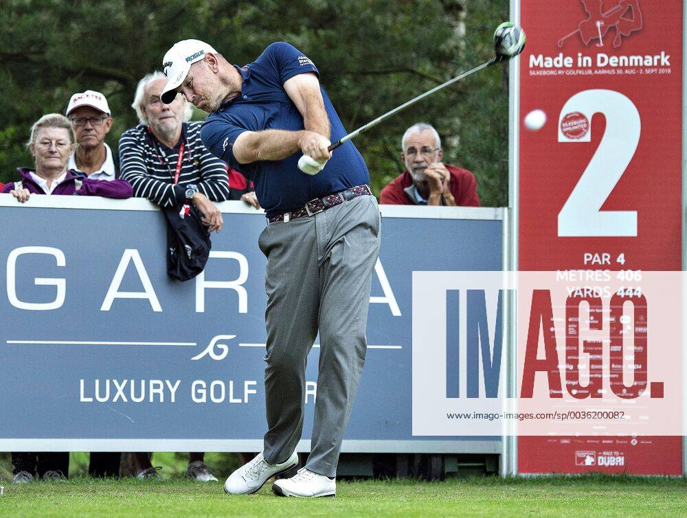 Thomas Bjoern ses her ude paa Pro Am runden dagen foer starten paa golfturneringen Made in Denmark paa Silkeborg Golf Klub , onsdag 29. august 2018.. , Silkeborg Jylland Denmark