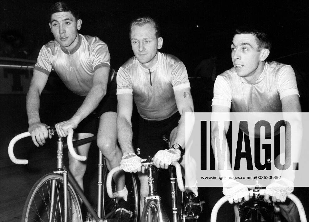 - ANTWERP, BELGUIM (FILES) : This file picture dated 18 February 1966 shows cyclists Eddy Merckx, Klaus Bugdah and Patrick Sercu during the Six days of Antwerp cycling race. ARCHIVES x85201086stx