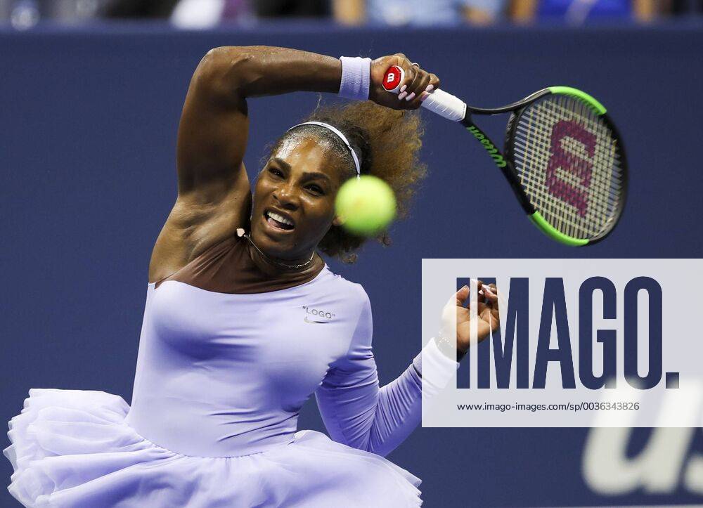 (180907) -- NEW YORK, Sept. 7, 2018 (Xinhua) -- Serena Williams of United States hits a return during the women s singles semi-final match against Anastasija Sevastova of Latvia at the 2018 US Open in New York, the United States, Sept. 6, 2018. Williams won 2-0. (Xinhua Wang Ying) (SP)US-NEW YORK-TENNIS-US OPEN-WOMEN S SINGLES