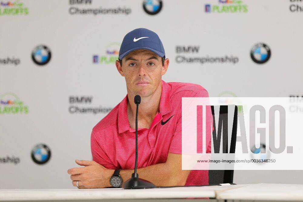 Newtown Square, Pennsylvania, United States - Rory McIlroy speaks to the media after the first round of the 2018 BMW Championship. Golf 2018: BMW Championship: Round 1 - ZUMAw109 20180906_zap_w109_048