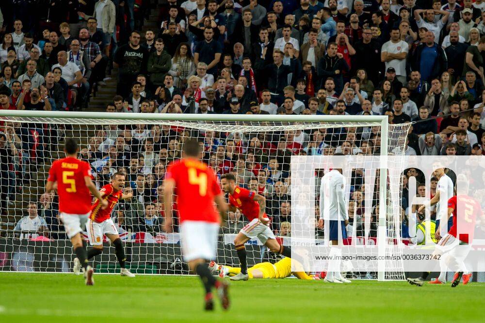 Nacho of Spain scores the equaliser goal during the UEFA Nation League, Group 4, League A match between England and Spain at Wembley Stadium, London, England on 8 September 2018. Salvio Calabrese Soccer: England v Spain.UEFA Nation League Group Stage.8 9 2018 - ZUMAa181 20180908_zaa_a181_085