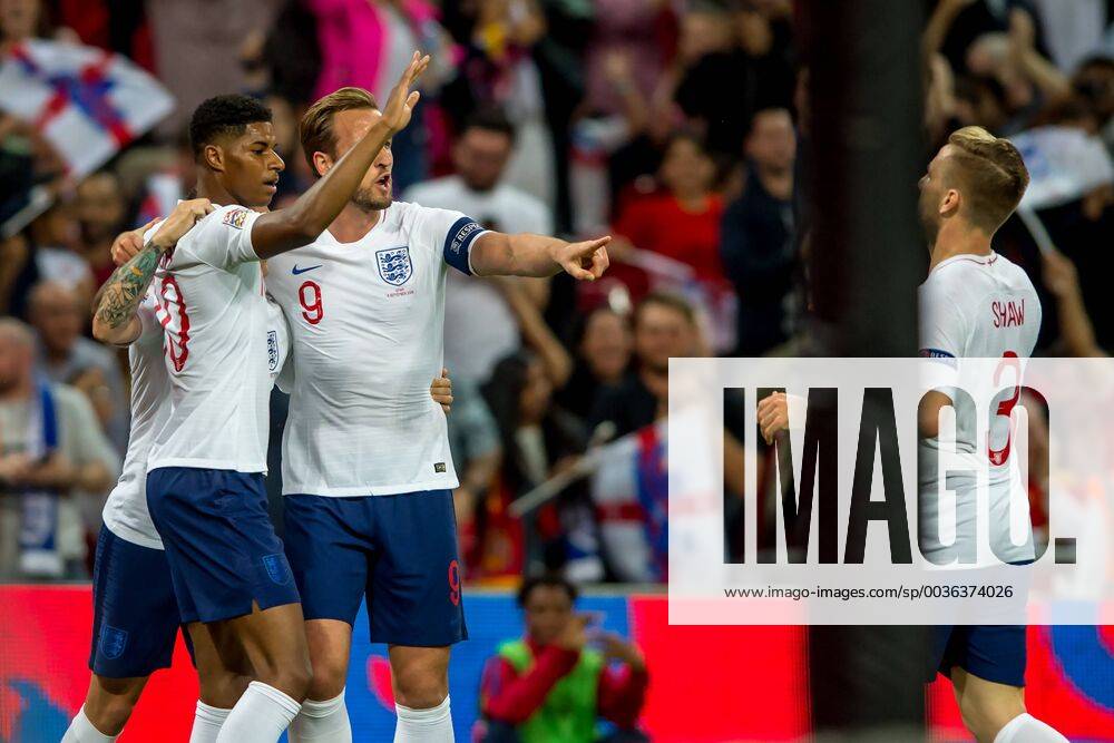 Marcus Rashford of England celebrates scoring the opening goal during the UEFA Nation League, Group 4, League A match between England and Spain at Wembley Stadium, London, England on 8 September 2018. Salvio Calabrese Soccer: England v Spain.UEFA Nation League Group Stage.8 9 2018 - ZUMAa181 20180908_zaa_a181_084