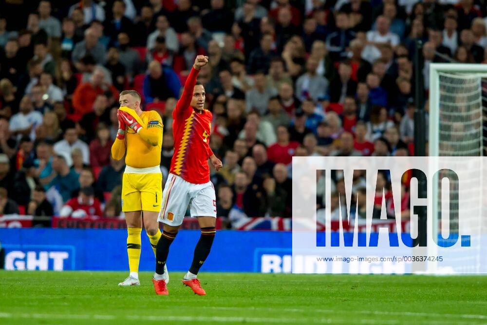 Rodrigo Moreno of Spain celebrates scoring his goal during the UEFA Nation League, Group 4, League A match between England and Spain at Wembley Stadium, London, England on 8 September 2018. Salvio Calabrese Soccer: England v Spain.UEFA Nation League Group Stage.8 9 2018 - ZUMAa181 20180908_zaa_a181_096