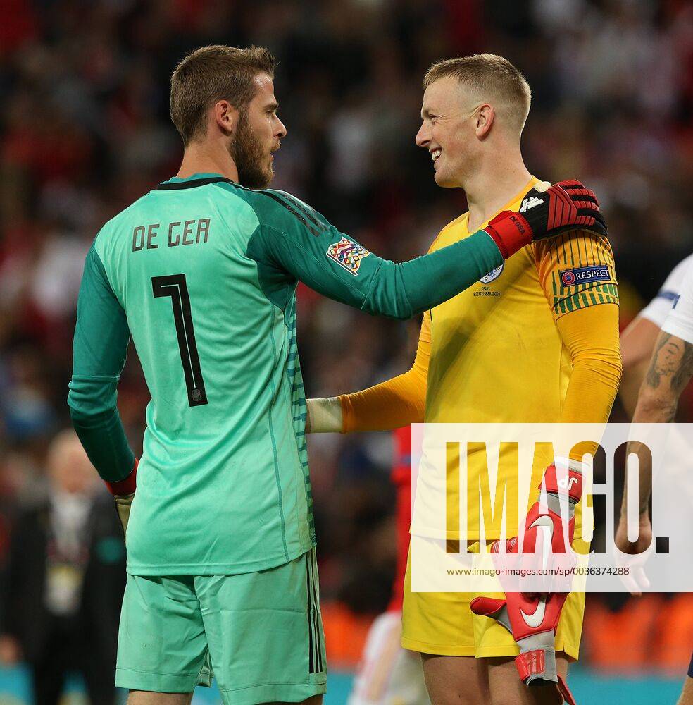 England v Spain UEFA Nations League Jordan Pickford of England and David De Gea of Spain at the end of the UEFA Nations League match at Wembley Stadium, London Content Not Available For UK Newspapers