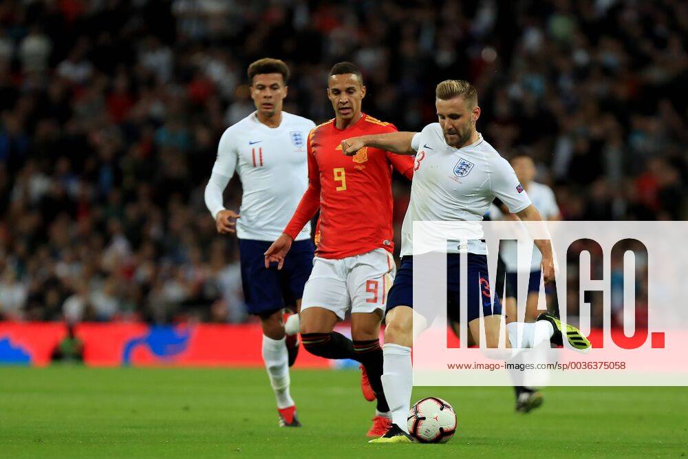 8th September 2018, Wembley Stadium, London, England; UEFA Nations League football, England versus Spain; Luke Shaw of England passes the ball through to set up Marcus Rashford to score ActionPlus12061157 ShaunxBrooks