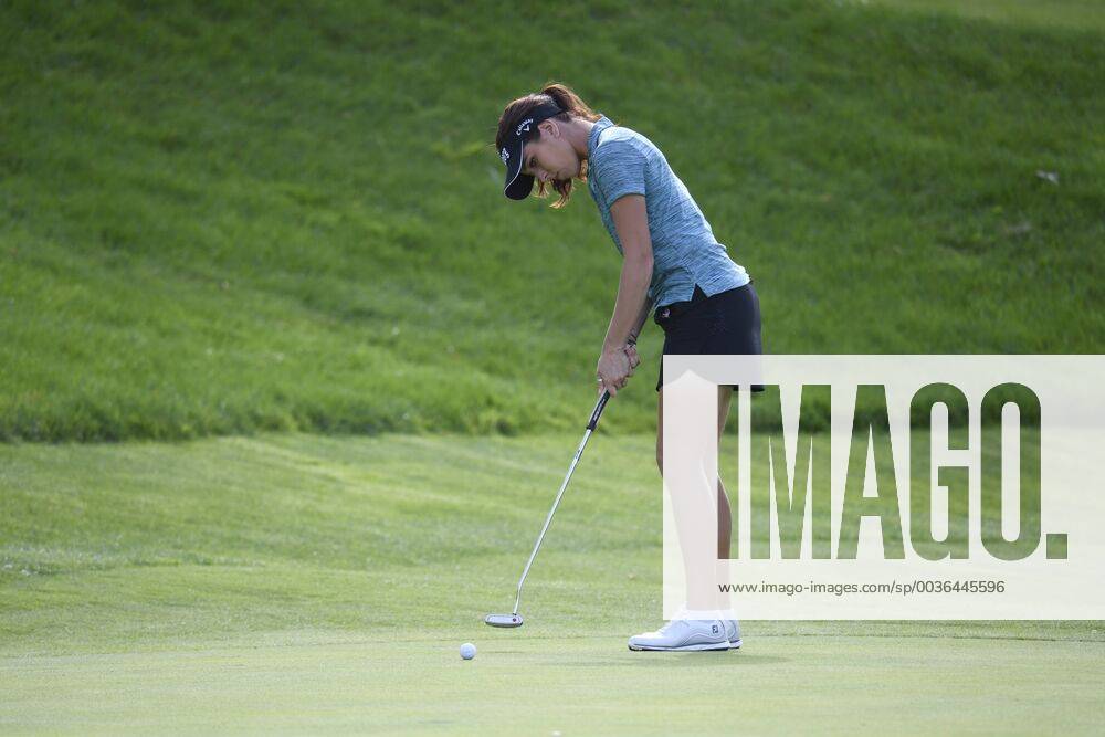 (180914) -- EVIAN, Sept. 14, 2018 -- Georgia Hall of Britain plays a shot during the first round of the Evian Golf Championship on Sept. 13, 2018 in Evian-les-Bains, France. ) (SP)FRANCE-EVIAN-GOLF CHAMPIONSHIP 2018 AlainxGROSCLAUDE