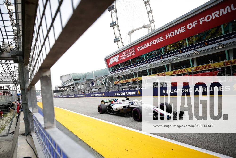 14th September 2018, Marina Bay Street Circuit, Singapore; Formula One Grand Prix of Singapore, Friday free practice; Williams Martini driver Lance Stroll in pit lane ActionPlus12062028 StephenxBlackberry