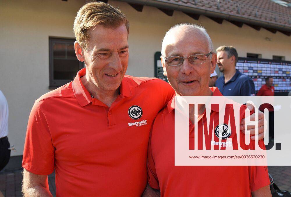 GER Hanau Golf Club Hanau Wilhelmsbad Eintracht Frankfurt Golf Open Goalkeeper legend Ulrich Uli Stein with Eintracht Frankfurt Legend Bernd Hölzenbein DFL regulations prohibit any use of images as image sequences and or quasi video