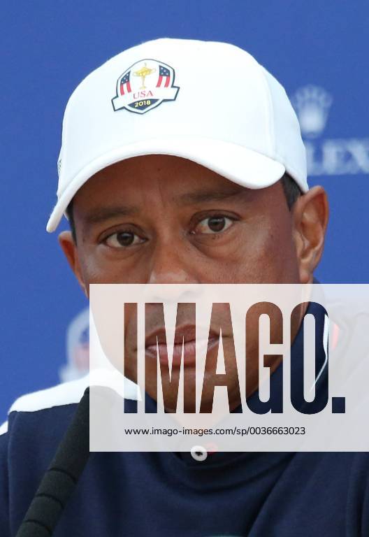 Tiger Woods holds a press conference PK Pressekonferenz on the first practice day of the Ryder Cup 2018 at Le Golf National in Guyancourt near Paris on September 25, 2018. Team USA defends the Ryder Cup against Team Europe in the three-day tournament starting on Friday, September 28th. PAR20180925060 DAVIDxSILPA