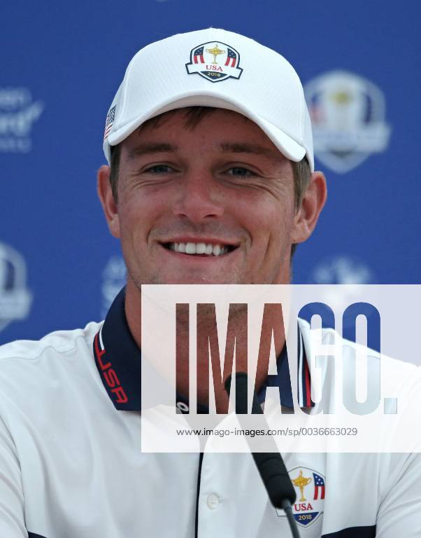 Bryson DeChambeau holds a press conference PK Pressekonferenz on the first practice day of the Ryder Cup 2018 at Le Golf National in Guyancourt near Paris on September 25, 2018. Team USA defends the Ryder Cup against Team Europe in the three-day tournament starting on Friday, September 28th. PAR20180925069 DAVIDxSILPA
