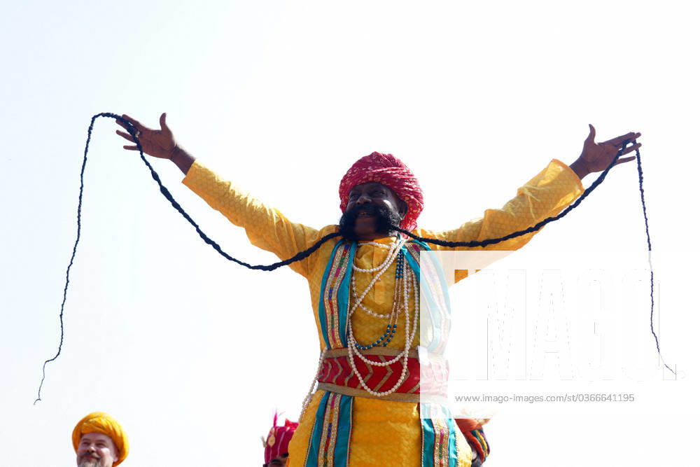 Competition Of Long Moustache - Pushkar A man shows his long moustache during a competition at fair In Pushkar, India on November 22, 2023. Photo by ABACAPRESS.COM Pushkar India