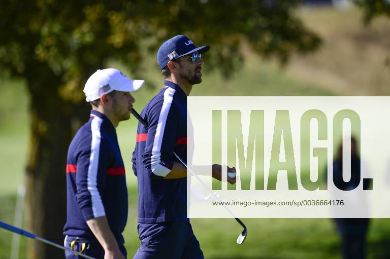 Michael Phelps (Celeb Team USA) Nick Jonas (Celeb Team USA) CELEBRITES : Match des Celebrites - Ryder Cup - 25 09 2018 JBAutissier Panoramic