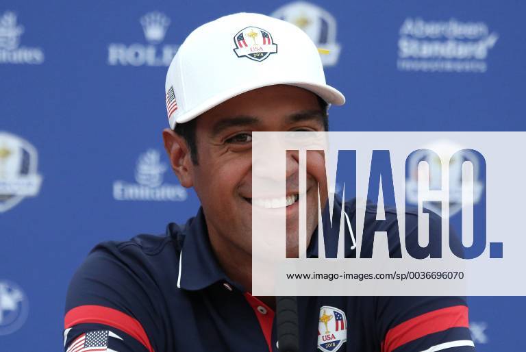 Tony Finau speaks during a press conference PK Pressekonferenz a day before the start of the Ryder Cup at Le Golf National in Guyancourt near Paris on September 27, 2018. The Ryder Cup takes place every two years and features Team USA versus Team Europe, with venues alternating between the U.S and Europe each competition. PAR20180927002 DAVIDxSILPA