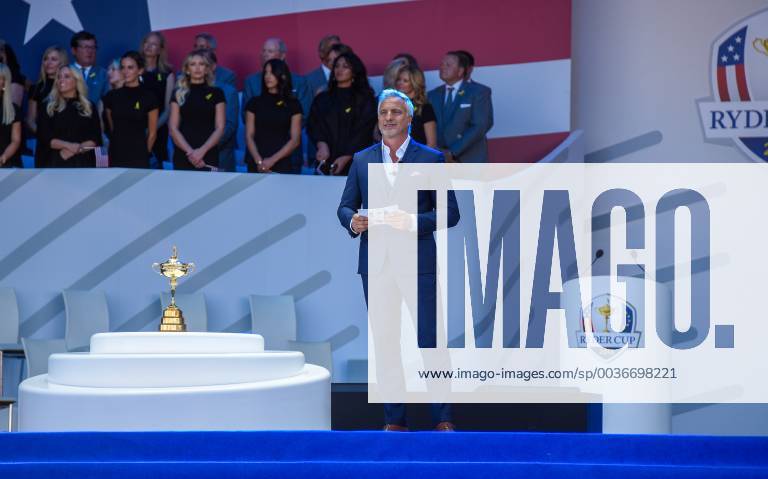 Golf, Ryder Cup, Eröffnungsfeier David Ginola ( presentateur ) GOLF : Cup Ryder 2018 - St Quentin en Yvelines - 27 09 2018 FedericoPestellini Panoramic