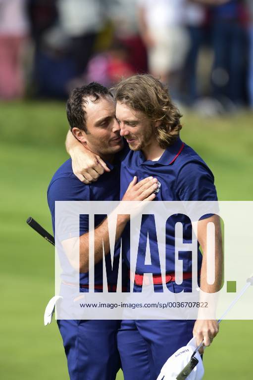 Joie de Francesco Molinari of Italy (Team Europ) Tommy Fleetwood of England (Team Europ) GOLF : Ryder Cup 2018 - Guyancourt - 28 09 2018 JBAutissier Panoramic