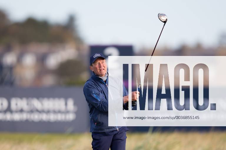6th October 2018, Carnoustie Golf Links, Carnoustie, Scotland; Alfred Dunhill Links Championship, third round; Former South African rugby footballer Robert Louw plays his shot from the tee on the second hole ActionPlus12068483 DavidxYoung