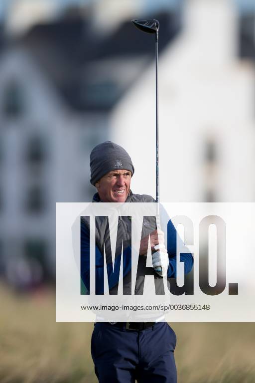 6th October 2018, Carnoustie Golf Links, Carnoustie, Scotland; Alfred Dunhill Links Championship, third round; Former champion jockey Sir Anthony McCoy plays his shot from the tee on the second hole ActionPlus12068486 DavidxYoung