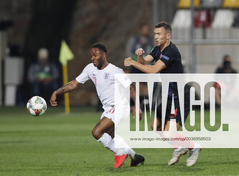 Raheem Sterling of England tackled by Ivan Perisic of Croatia during the Uefa Nations League, Group A4 match at Stadion HNK Rijeka, Rijeka. Picture date: 12th October 2018. Picture credit should read: David Klein Sportimage .