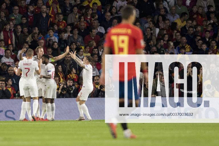 Seville, Spain - Players of England celebrate after scoring 2-0 during the UEFA Nations League Group A4 soccer match between Spain and England at the Benito Villamarin Stadium Soccer 2018 - Spain vs England - ZUMAa142 20181015_zap_a142_009