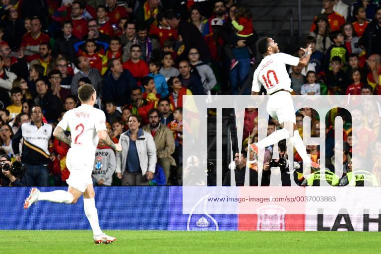 Spain v England UEFA Nations League Raheem Sterling of England celebrates scoring their first goal to make it Spain 0 England 1 during the UEFA Nations League match at the Estadio Benito Villamarin, Seville Content Not Available For UK Newspapers