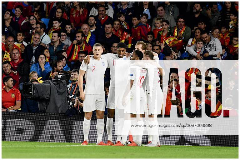 Spain v England UEFA Nations League Marcus Rashford of England (2nd left) celebrates scoring their second goal to make it Spain 0 England 2 during the UEFA Nations League match at the Estadio Benito Villamarin, Seville Content Not Available For UK Newspapers