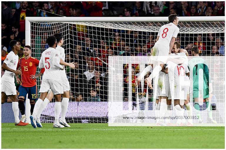 Spain v England UEFA Nations League Raheem Sterling of England celebrates scoring their third goal to make it Spain 0 England 3 during the UEFA Nations League match at the Estadio Benito Villamarin, Seville Content Not Available For UK Newspapers