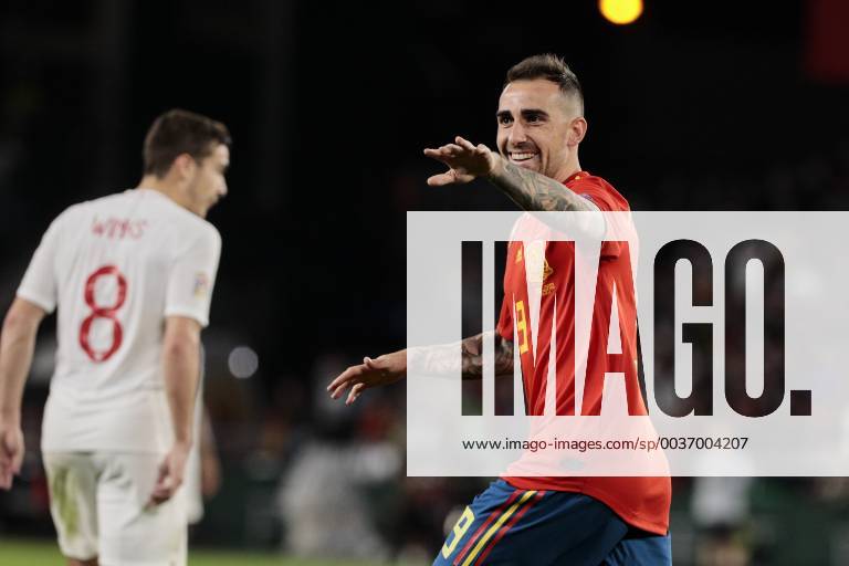 Spain s Paco Alcacer celebrates goal during UEFA Nations League 2019 match between Spain and England at Benito Villamarin stadium in Sevilla, Spain. October 15, 2018. (20181015100200110)