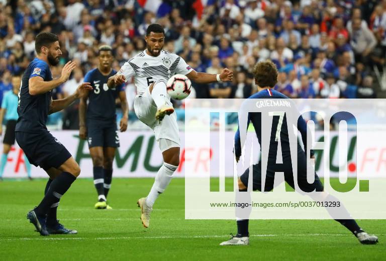 Serge Gnabry Germany Germany v Olivier Giroud France France Antoine Griezmann France France 16 10 2018 France vs Germany 4 Gameday UEFA Nations League Stade de France DISCLAIMER DFB regulations prohibit any use of photographs