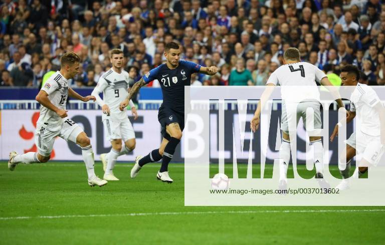 Lucas Hernandez France France intervenes 16 10 2018 France vs Germany 4 Matchday UEFA Nations League Stade de France DISCLAIMER DFB regulations prohibit any use of photographs