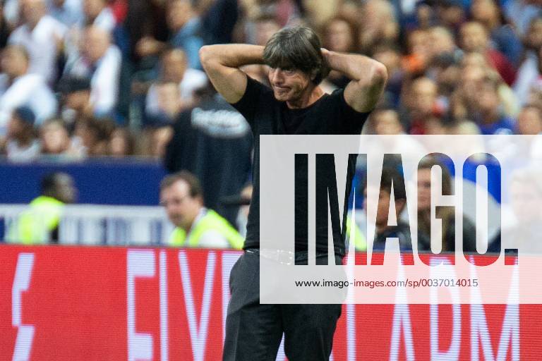 Football Nations League France Germany v l Head Coach National coach Joachim Loew DFB German Football Association gives gestures gesticulate gestures gestures gestures gestures DFL DFB REGULATIONS PROHIBIT ANY USE OF PHOTOGRAPH as IMAGE SEQUENCES and or QUASI VIDEO Paris