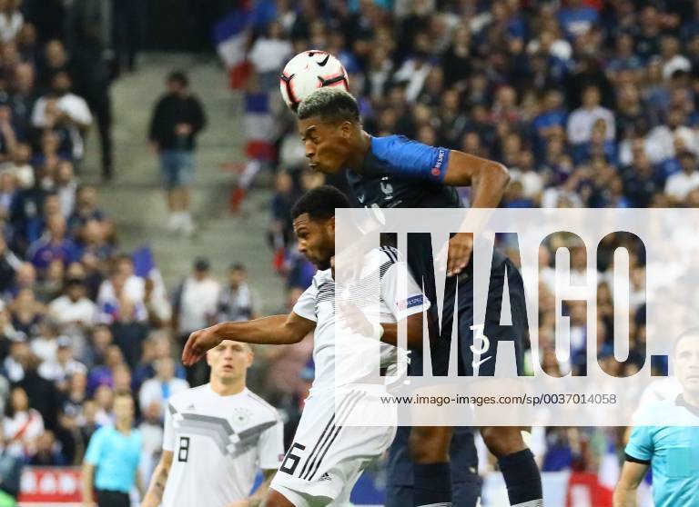 Presnel Kimpembe France France v Serge Gnabry Germany Germany 16 10 2018 France vs Germany 4 Gameday UEFA Nations League Stade de France DISCLAIMER DFB regulations prohibit any use of photographs or video sequences