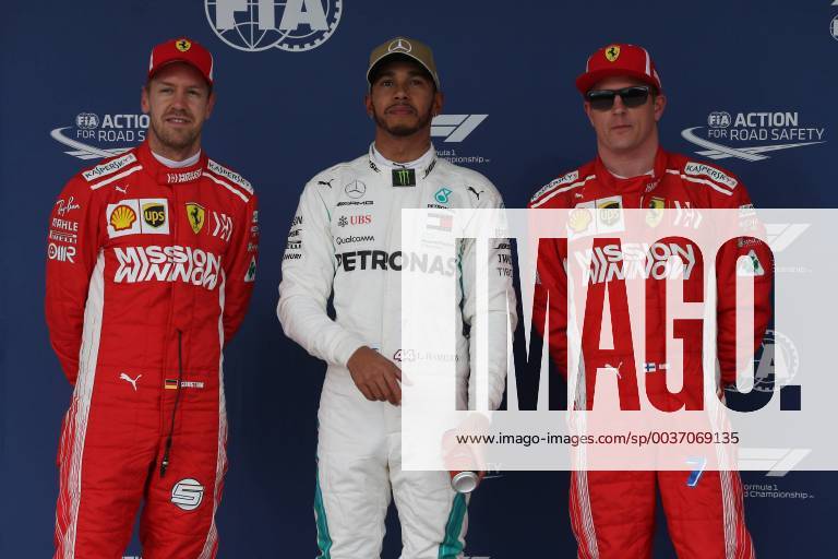 Photo4 LaPresse 20 10 2018 Austin, USA Grand Prix Formula One USA 2018 In the pic: Pole position Celebration: Lewis Hamilton (GBR) Mercedes AMG F1 W09 , Sebastian Vettel (GER) Scuderia Ferrari SF71H and Kimi Raikkonen (FIN) Scuderia Ferrari SF71H