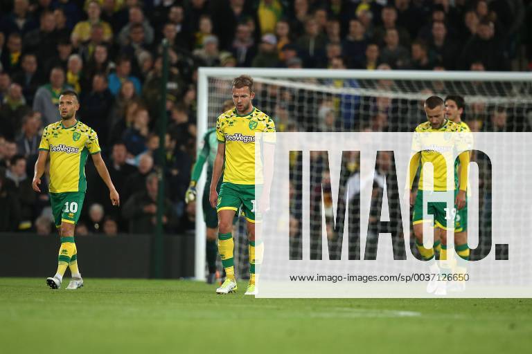 Norwich City v Aston Villa Sky Bet Championship The Norwich players look dejected after conceding their side?s 1st goal during the Sky Bet Championship match at Carrow Road, Norwich Content Not Available For UK Newspapers