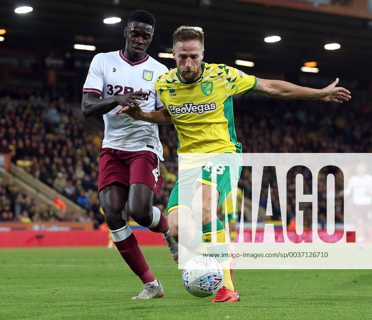 Norwich City v Aston Villa Sky Bet Championship Axel Tuanzebe of Aston Villa and Marco Stiepermann of Norwich in action during the Sky Bet Championship match at Carrow Road, Norwich Content Not Available For UK Newspapers