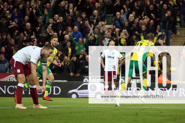 Norwich City v Aston Villa Sky Bet Championship Jordan Rhodes of Norwich celebrates scoring his sides 2nd goal during the Sky Bet Championship match at Carrow Road, Norwich Content Not Available For UK Newspapers