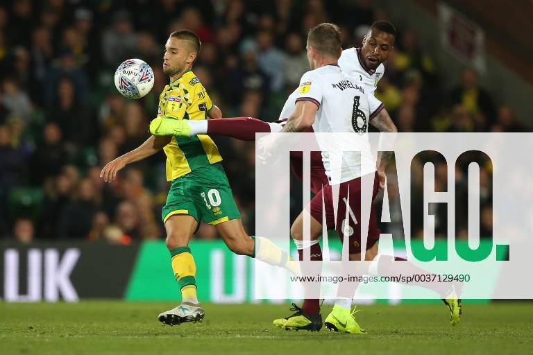 Norwich City v Aston Villa Sky Bet Championship Jonathan Kodjia of Aston Villa goes in high on Moritz Leitner of Norwich during the Sky Bet Championship match at Carrow Road, Norwich Content Not Available For UK Newspapers