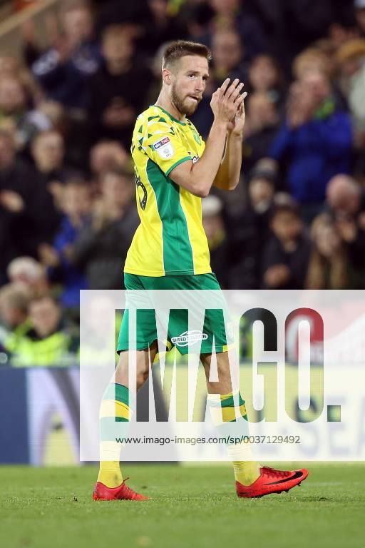 Norwich City v Aston Villa Sky Bet Championship Marco Stiepermann of Norwich applauds the fans as he leaves the match during the Sky Bet Championship match at Carrow Road, Norwich Content Not Available For UK Newspapers